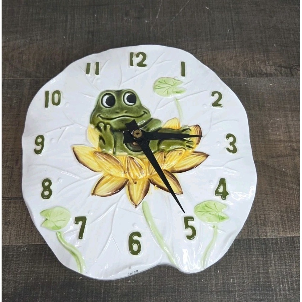 Vintage 1970s Neil The Frog Clock Sears Japan Ceramic Wall Decor Parts Only